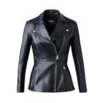 MACKAGE DAY LEATHER BIKER JACKET WITH PEPLUM