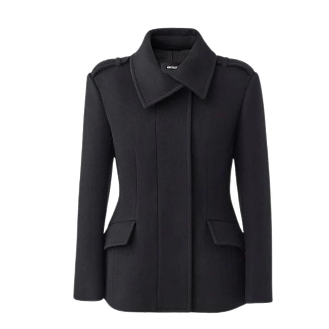 MACKAGE MARCY WOOL FITTED JACKET WITH ASYMMETRICAL COLLAR