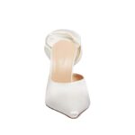 MAGDA BUTRYM POINTED FLOWER MULES IN CREAM SATIN