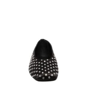 MAGDA BUTRYM SATIN BALLET FLATS IN BLACK CRYSTALS