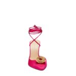 MAGDA BUTRYM POINTED-TOE SATIN MILE WRAP PUMPS IN FUCHSIA