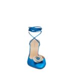 MAGDA BUTRYM POINTED-TOE SATIN MILE WRAP PUMPS IN ELECTRIC BLUE