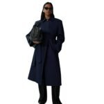 MAGDA BUTRYM WRAP COTTON COAT IN NAVY