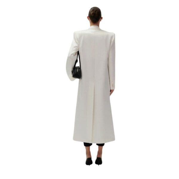 MAGDA BUTRYM CLASSIC DOUBLE BREASTED SILK COAT IN CREAM