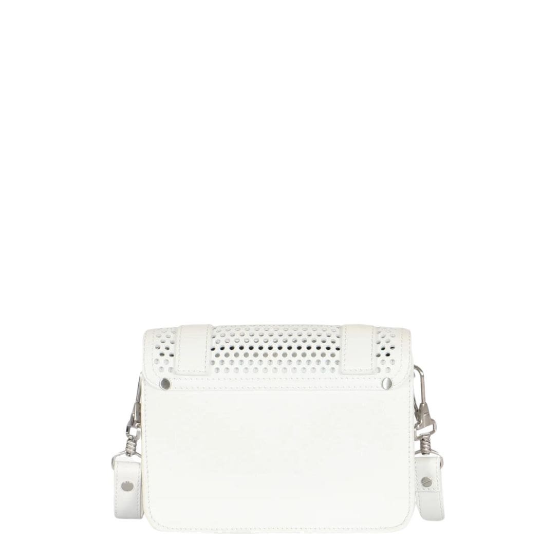 PROENZA PS1 MINI CROSSBODY BAG IN PERFORATED LEATHER OPTIC WHITE