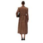 MAGDA BUTRYM SUEDE HOURGLASS COAT IN BROWN