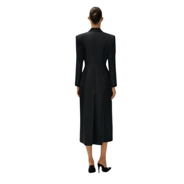 MAGDA BUTRYM HOURGLASS SINGLE BREASTED SILK COAT IN BLACK
