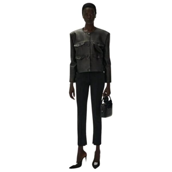 MAGDA BUTRYM BUTTONED LEATHER JACKET IN BLACK