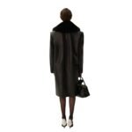 MAGDA BUTRYM OVERSIZED CLASSIC MIDI COAT IN BLACK LEATHER WITH FAUX FUR