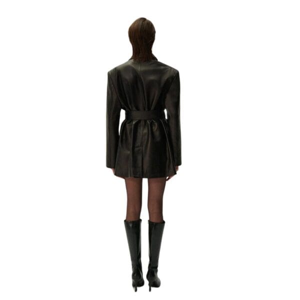 MAGDA BUTRYM BELTED LEATHER JACKET IN BLACK