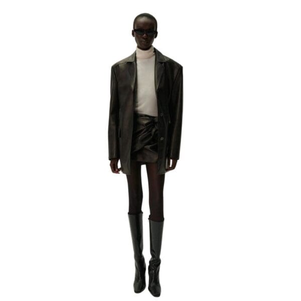MAGDA BUTRYM LEATHER CAR JACKET IN BLACK
