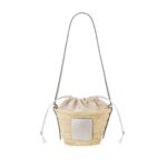 LOEWE BUCKET BAG WITH DRAWSTRING IN PALM LEAF AND CALFSKIN