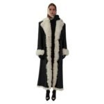 MAGDA BUTRYM DOUBLE BREASTED SHEARLING COAT IN BLACK