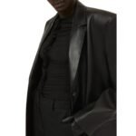 MAGDA BUTRYM SINGLE BREASTED LEATHER COAT IN BLACK