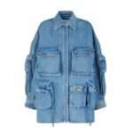 vTHE ATTICO FERN WASHED BLUE SHORT COAT