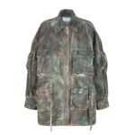 THE ATTICO FERN STAINED GREEN CAMUFLAGE SHORT COAT