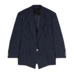 THE ATTICO GLEN BLUE NAVY AND WHITE BLAZER