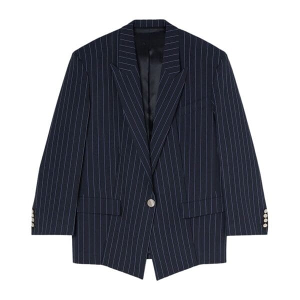 THE ATTICO GLEN BLUE NAVY AND WHITE BLAZER
