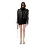 MAGDA BUTRYM CROPPED BIKER JACKET IN BLACK LEATHER