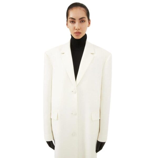 MAGDA BUTRYM SINGLE BREASTED LONG WOOL COAT IN CREAM