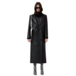 MAGDA BUTRYM LONG LEATHER TAILORED COAT IN BLACK