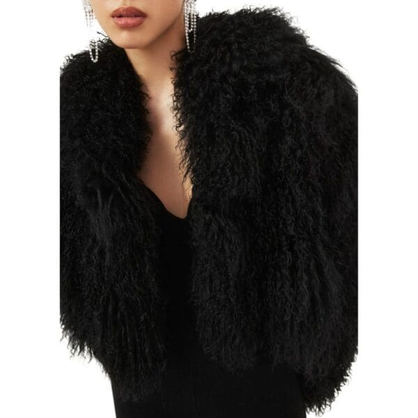 MAGDA BUTRYM SHORT SHAG SHEARLING COAT IN BLACK