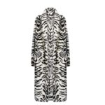 THE ATTICO WHITE AND BLACK LONG FUR COAT