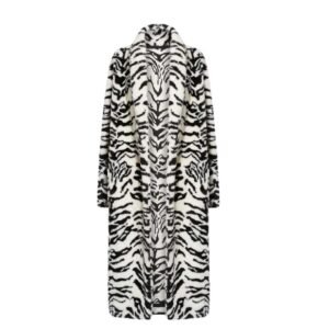 THE ATTICO WHITE AND BLACK LONG FUR COAT