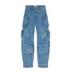 THE ATTICO FERN WASHED BLUE LONG PANTS