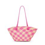 LOEWE SMALL ANAGRAM BASKET BAG IN IRACA PALM AND CALFSKIN