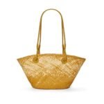 LOEWE SMALL ANAGRAM BASKET BAG IN IRACA PALM AND CALFSKIN