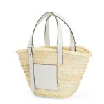 LOEWE BASKET BAG IN PALM LEAF AND CALFSKIN