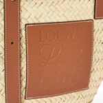 LOEWE BASKET BAG IN PALM LEAF AND CALFSKIN
