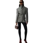 MAGDA BUTRYM DOUBLE BUTTON HOURGLASS BLAZER IN GREY