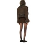 MAGDA BUTRYM CROPPED SUEDE SHEARLING COAT IN BROWN