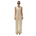 MAGDA BUTRYM WIDE-LEG COTTON-BLEND TROUSERS IN YELLOW