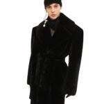 MAGDA BUTRYM LONG SHEARLING COAT IN BLACK