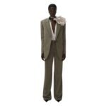 MAGDA BUTRYM OVERSIZED SINGLE BUTTON TWILL BLAZER IN GREY