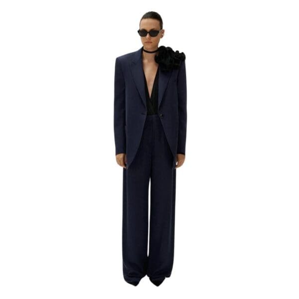 MAGDA BUTRYM WIDE-LEG CUPRO TROUSERS IN NAVY
