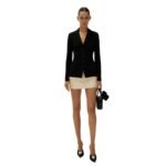 Longline jersey buttoned blazer in black