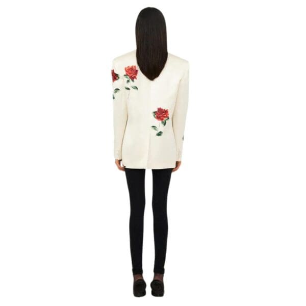 MAGDA BUTRYM ROSE STAMPED OVERSIZED BLAZER IN CREAM