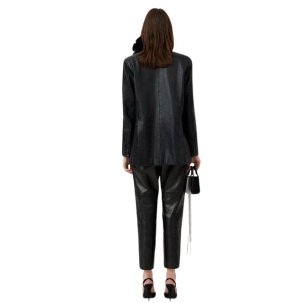 MAGDA BUTRYM OVERSIZED LEATHER BLAZER IN BLACK