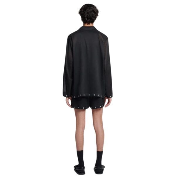 NANUSHKA TALLON STUDDED ORGANZA BERMUDA SHORTS BLACK