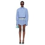THE ATTICO SILVYE NAVY BLUE AND SKY MINI DRESS