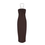THE ATTICO ''GIONA'' DARK BROWN MIDI DRESS