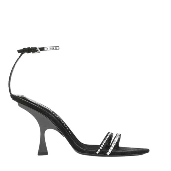 THE ATTICO ''ESTER'' BLACK AND CRYSTAL SANDAL