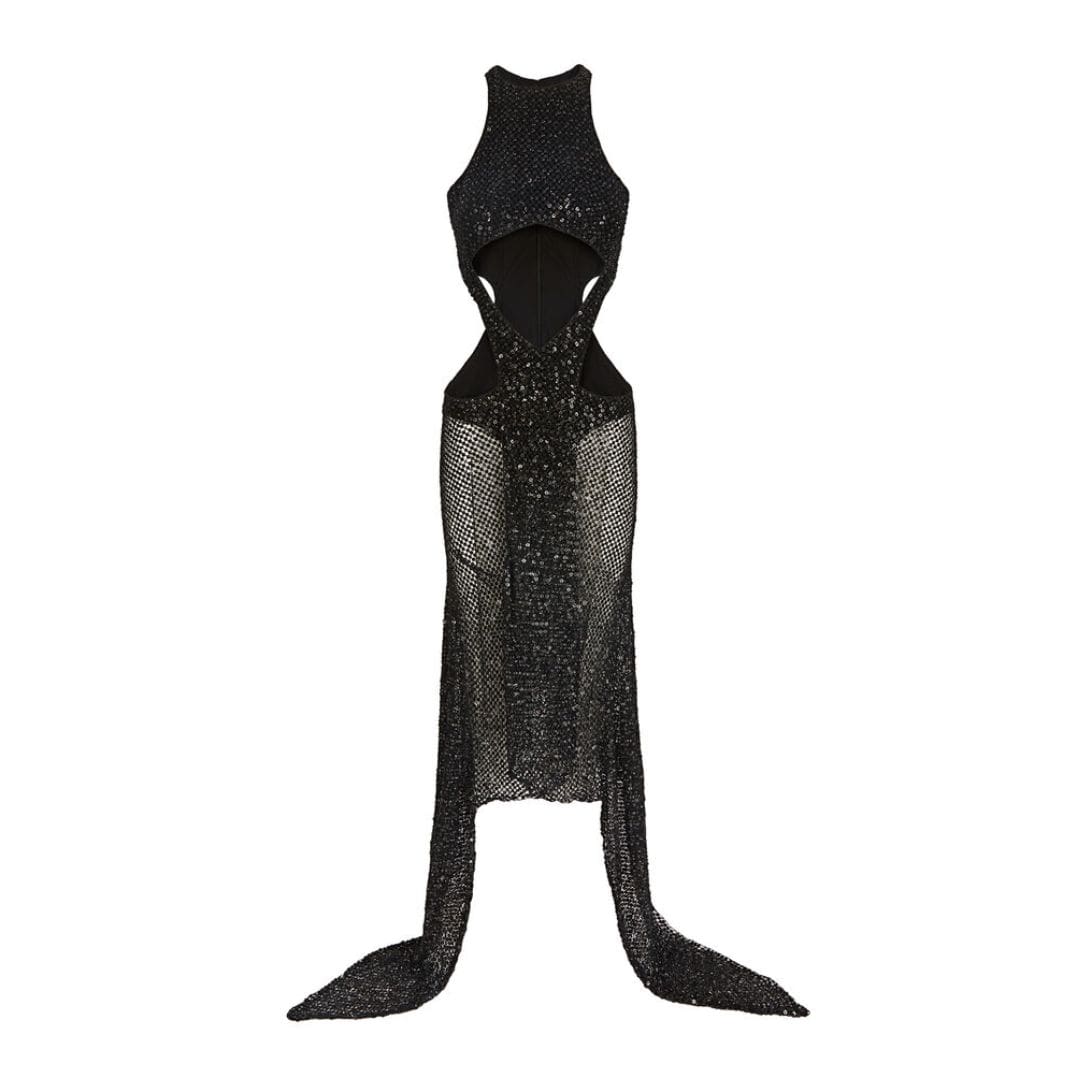 THE ATTICO ''MAGNOLIA'' BLACK LONG DRESS 1 THE ATTICO ''MAGNOLIA'' BLACK LONG DRESS