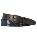 RALPH LAUREN POLO BEAR LEATHER-TRIM BELT
