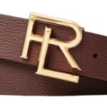 RALPH LAUREN RL-BUCKLE PEBBLED CALFSKIN BELT