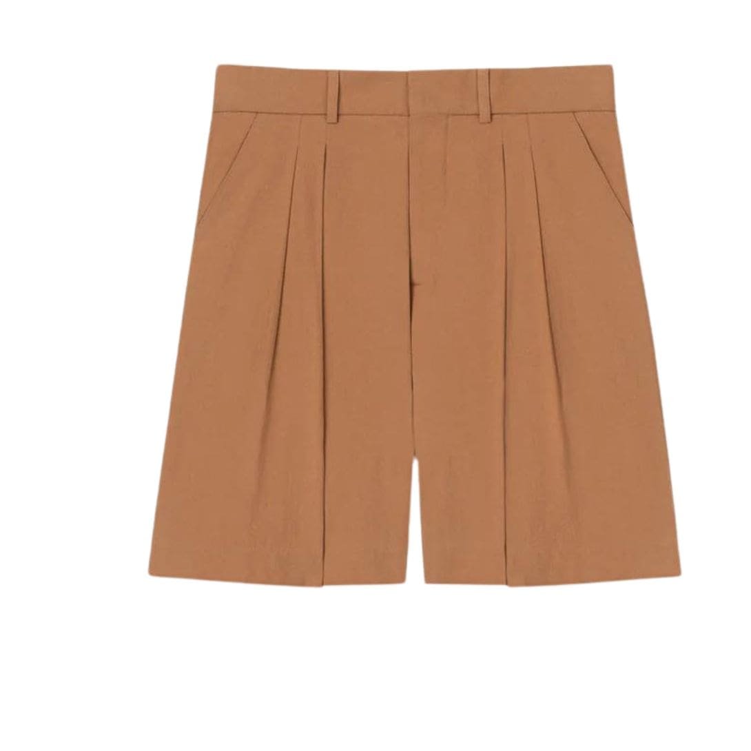 NANUSHKA CARSTEN WASHED-CALICO SHORTS BROWN